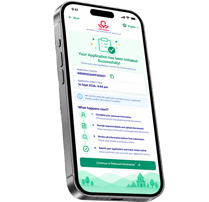 Successful application confirmation displayed on a mobile phone